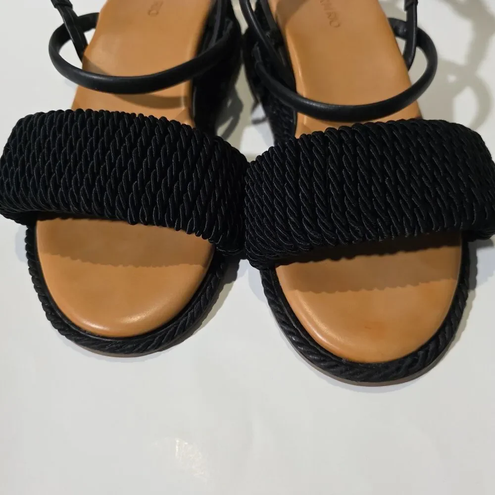 NEW FARM RIO Espadrille Wedge Sandal, Black Size 9
